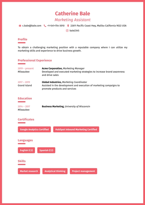 US Resume Style